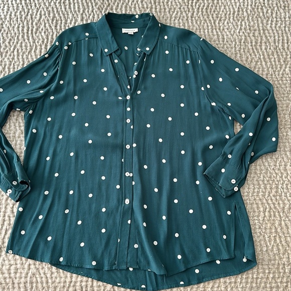Top Shop Green Dot bottom down shirt - US12 - Picture 3 of 5